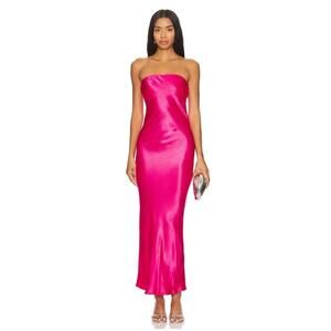SNDYS X Revolve Angel Strapless Midi Dress in Pink Satin Women’s XS New Revolve